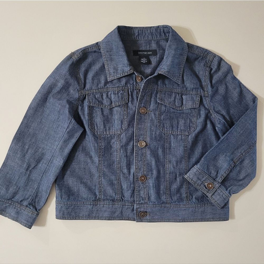 Calvin Klein Women's Lightweight Navy Button Front Denim Jacket